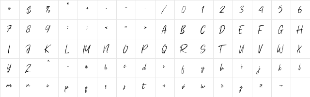 Young Robust Regular  glyph index