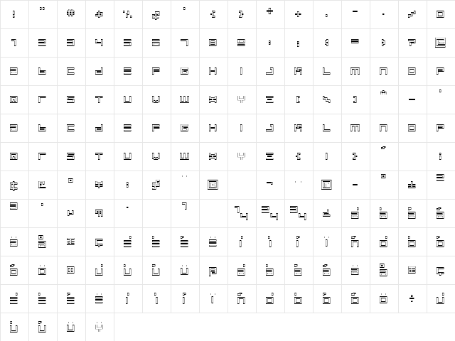 BIN Outline Regular  glyph index