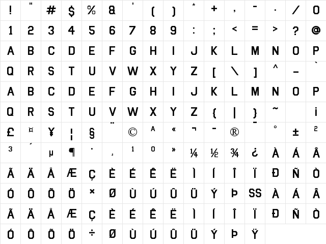 Bou College Regular  glyph index