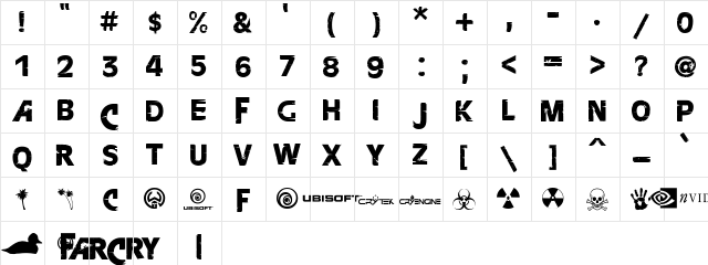 FarCry ExtraBold  glyph index