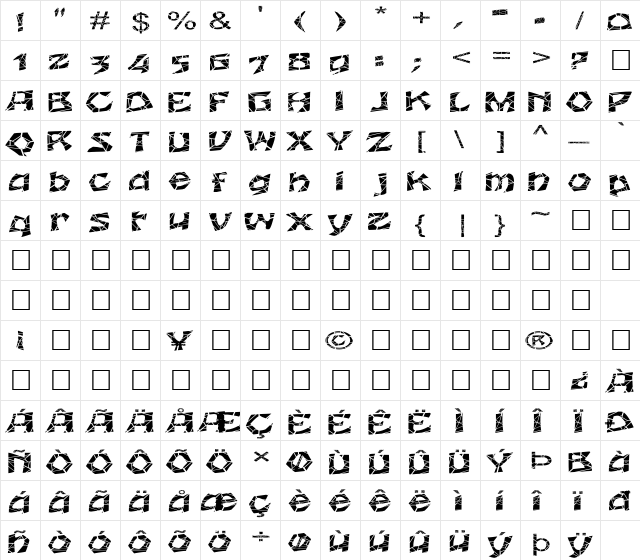 FZ JAZZY 12 CRACKED EX Normal  glyph index