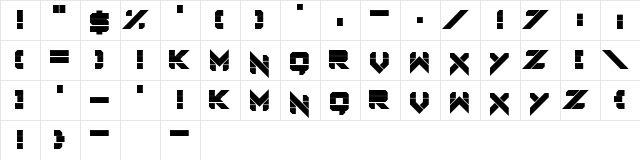 Rodent Rage Regular  glyph index