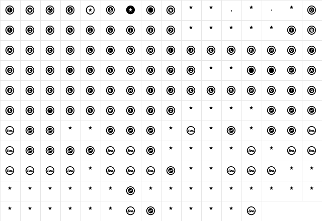 Dialtone Regular  glyph index