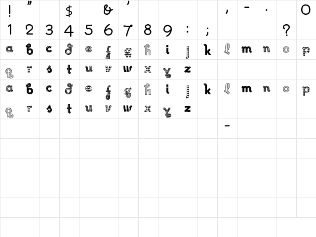No Mystery Regular  glyph index