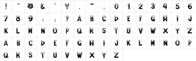 Amped For Evil Regular  glyph index