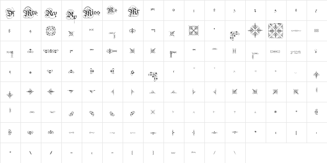 Carol Extras Regular  glyph index