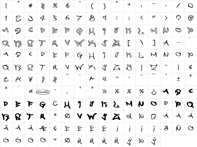 Graffiti Street Expanded Expanded  glyph index