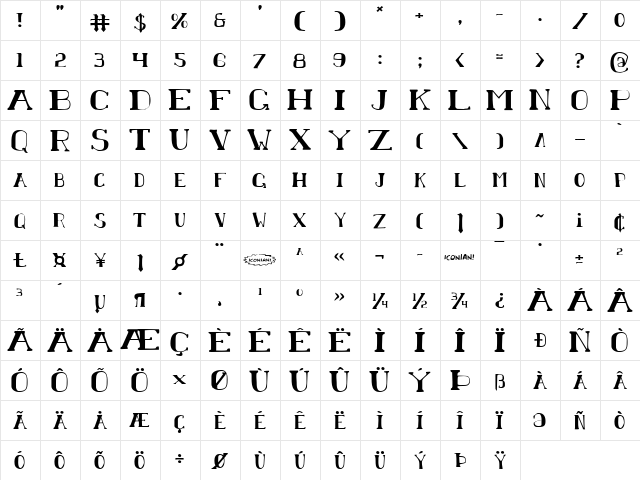 Chardin Doihle Regular  glyph index