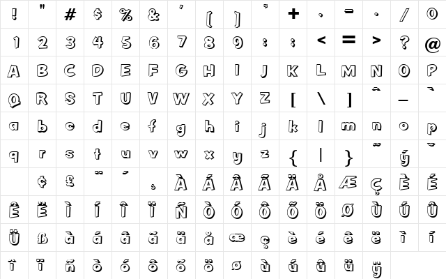Bayswater Regular  glyph index