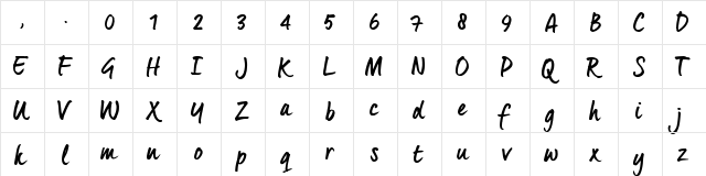 Quintus_TRIAL Bold  glyph index