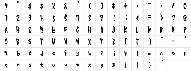 Alphabet_1 Regular  glyph index