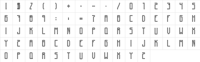 GiantFont Regular  glyph index