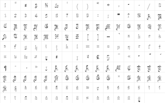 MariageDOu1 Regular  glyph index