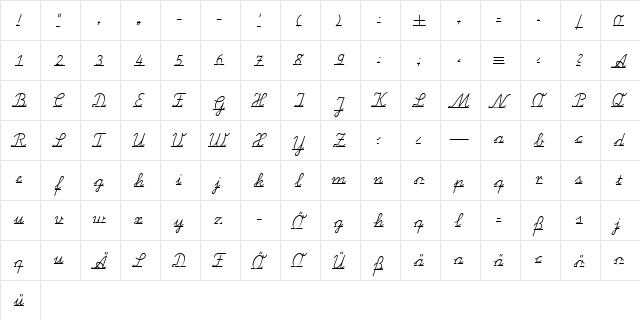 SchulschriftB Regular  glyph index