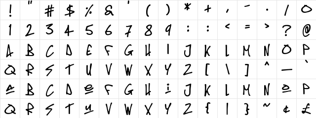 Oldschool Tag Regular  glyph index