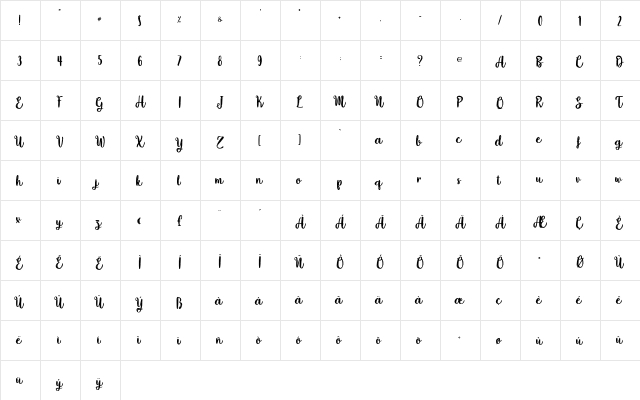 Beefy Soup - Personal Use Regular  glyph index