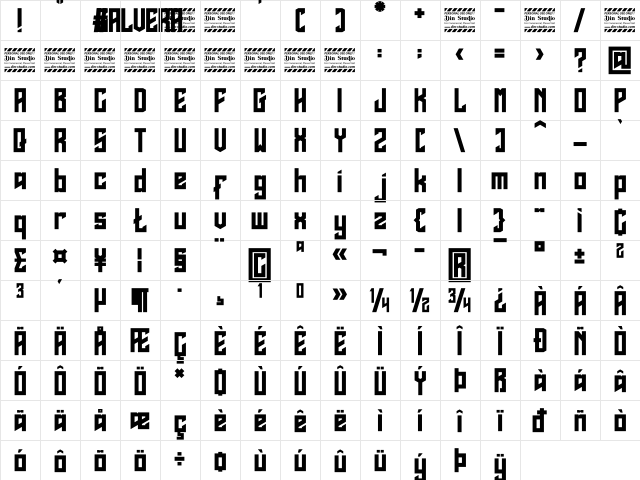 Calvera Personal Use Regular  glyph index