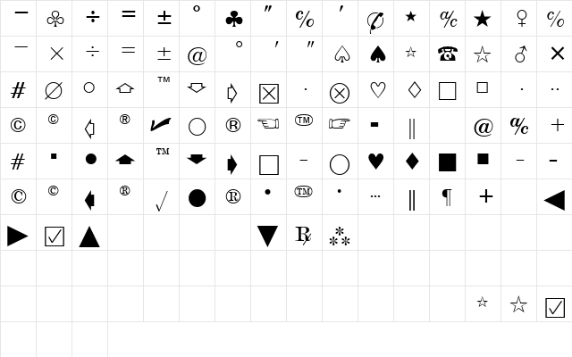 EisagoNewsSSK Regular  glyph index
