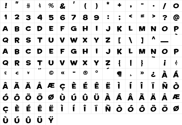 House-A-Rama Medium  glyph index