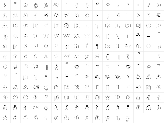 GoudyHeaOutP Regular  glyph index
