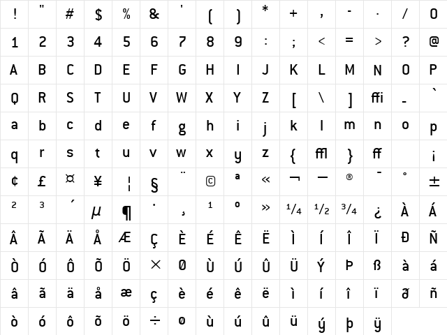 ConduitMdITC TT Medium  glyph index