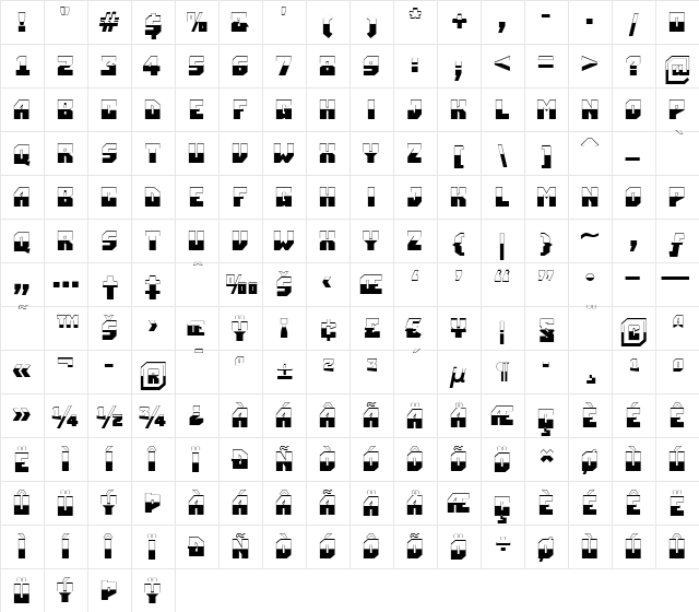 a_SimplerB&W Bold  glyph index