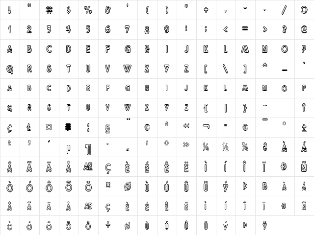 Neonz-Condensed Normal  glyph index