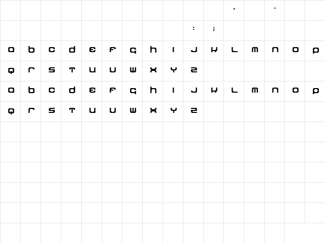 dipdop Regular  glyph index