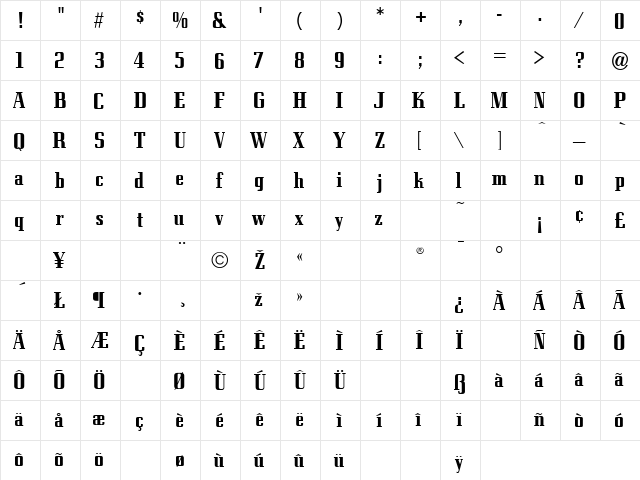 Eden Bold Regular  glyph index