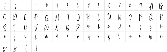 Creamy Love Regular  glyph index