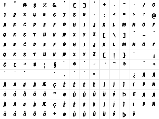 Dunkelheit Regular  glyph index