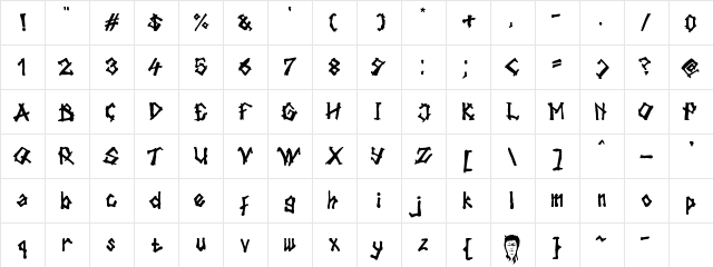 tulisan tanganku Regular  glyph index