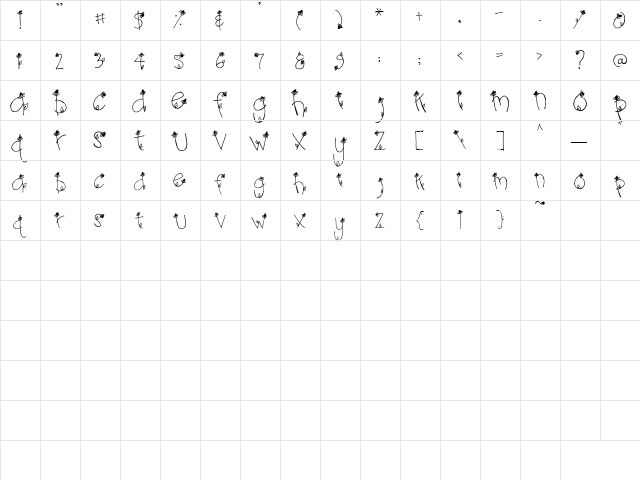 PC Little Grace Regular  glyph index