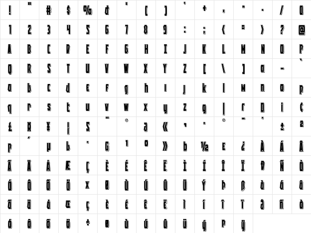 Battleworld Punch Regular  glyph index