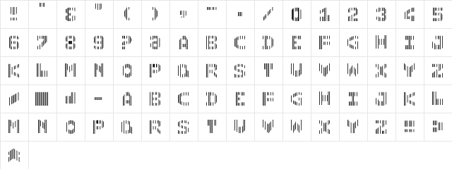 CMC7 Regular  glyph index