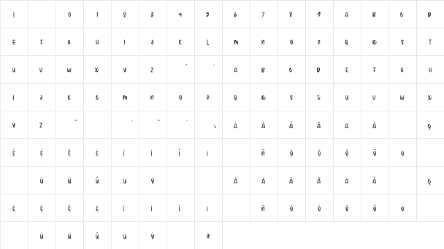 ROCKJUMP Regular  glyph index