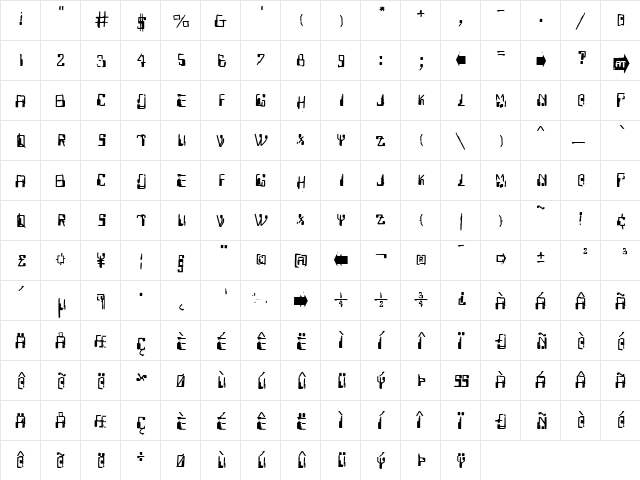 Capricorn38 Medium  glyph index