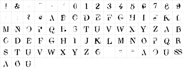 CrazyConstructor Regular  glyph index