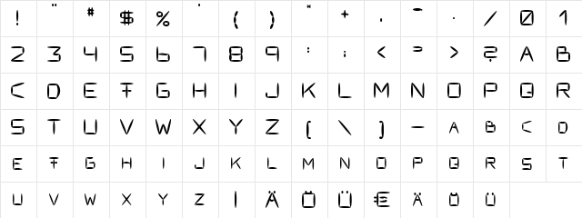 Fracksausen 1  glyph index