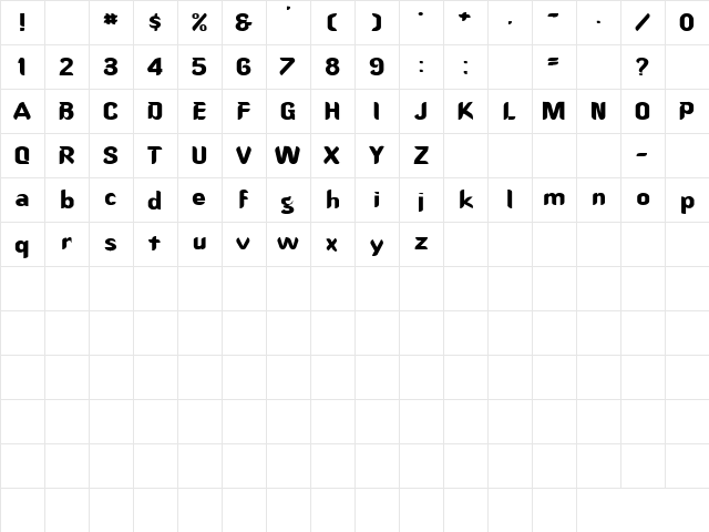 Core 13 Regular  glyph index