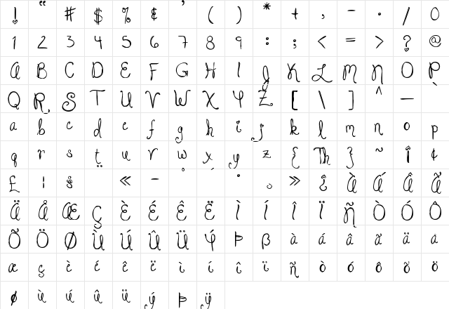 DJB  JACKED UP KINDA LUV Regular  glyph index