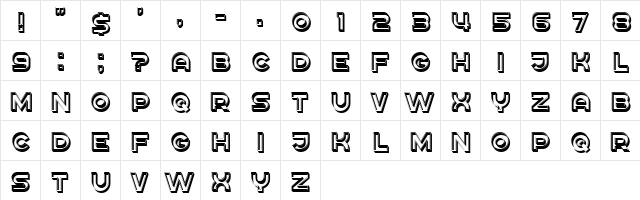 Rickrack 3D Regular  glyph index