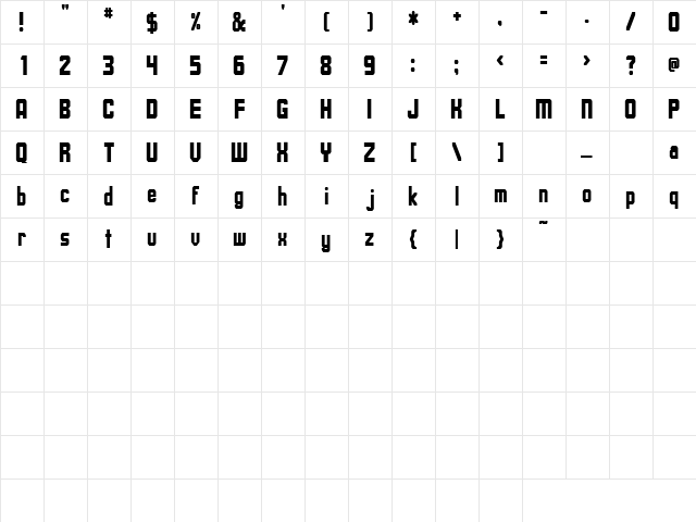 Marathon 5 Regular  glyph index