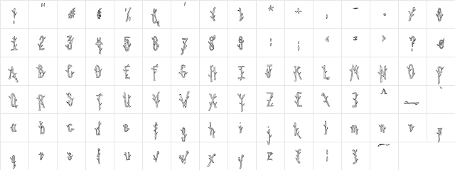 PC Twiggi Regular  glyph index