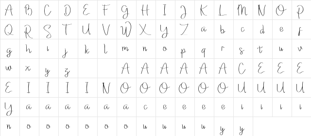 Washllo Demo Regular  glyph index