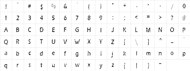 Dark Rooms Regular  glyph index