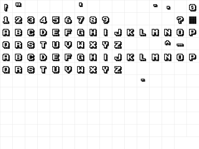 Karmatic Arcade Regular  glyph index