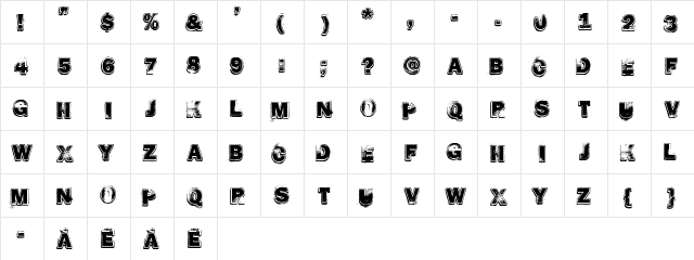 HARD ROCK Regular  glyph index