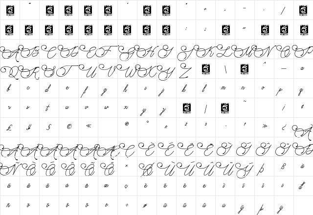Audrena Regular  glyph index