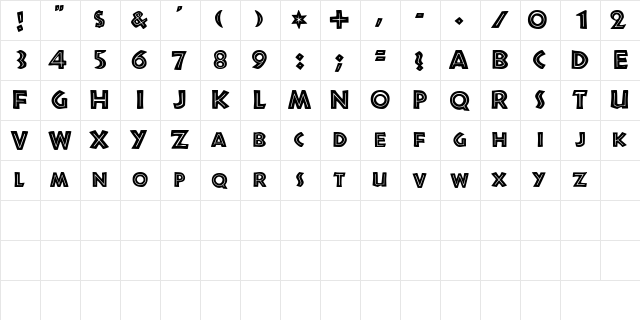 ScrewballSCapsSSK Bold  glyph index